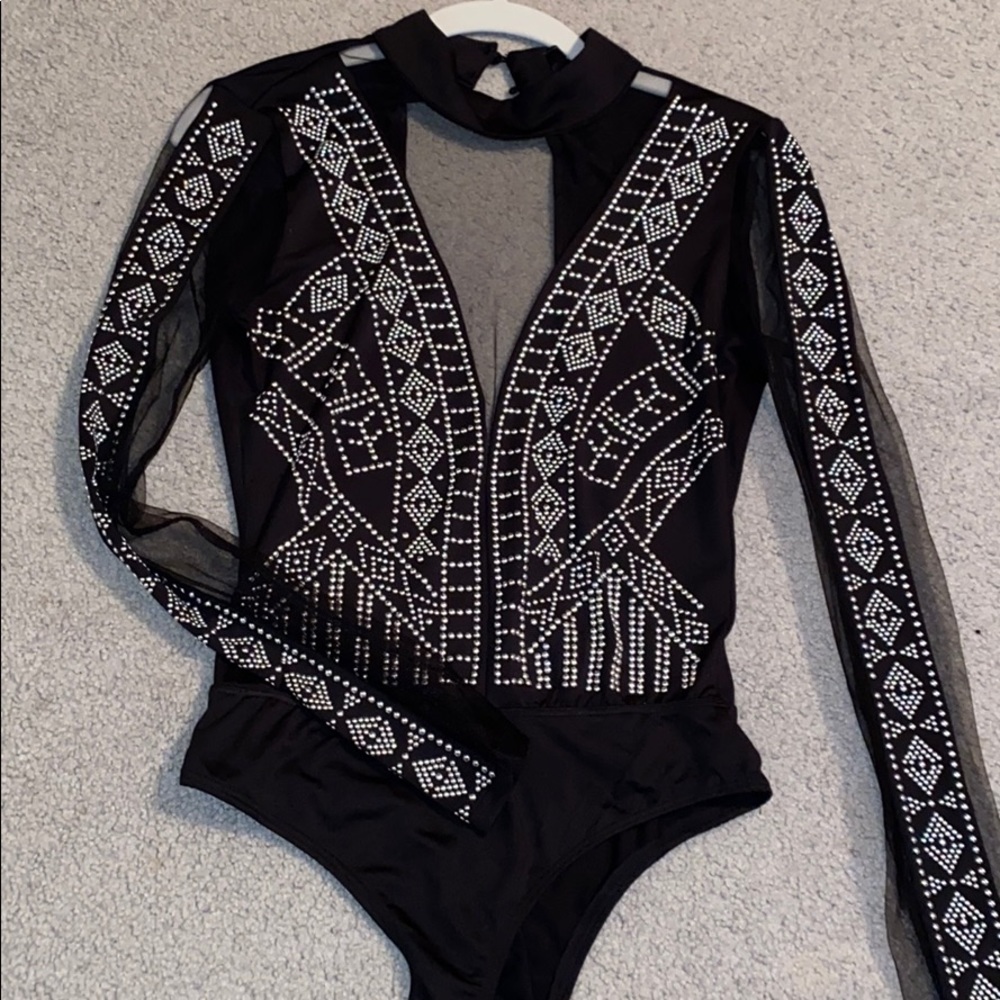Black and silver studded bodysuit